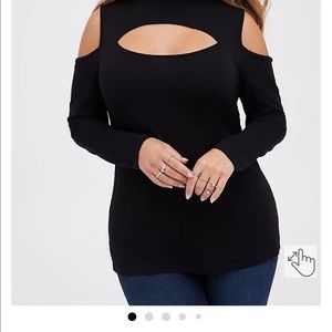 Torrid Mock Neck Cutout Top Super Soft Black Size 1 /NWT